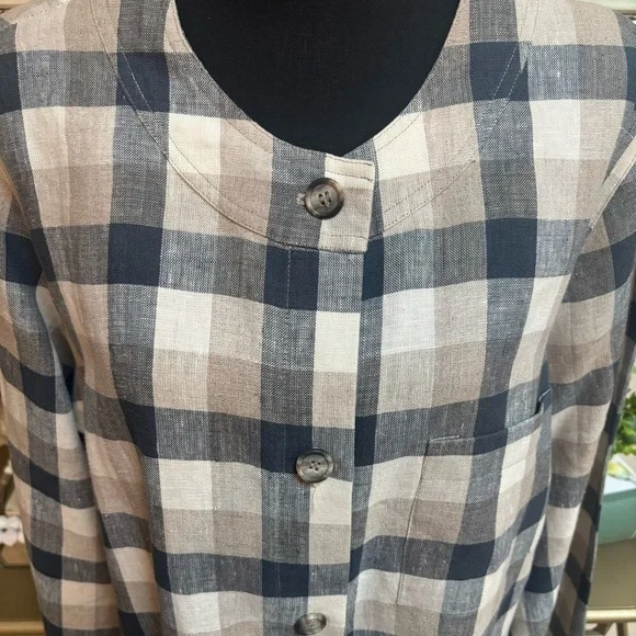 ORVIS 100% IMPORTED LINEN CASUAL CLASSIC BLUE&TAN PLAID BLAZER JACKET SZ 14 - Picture 14 of 14